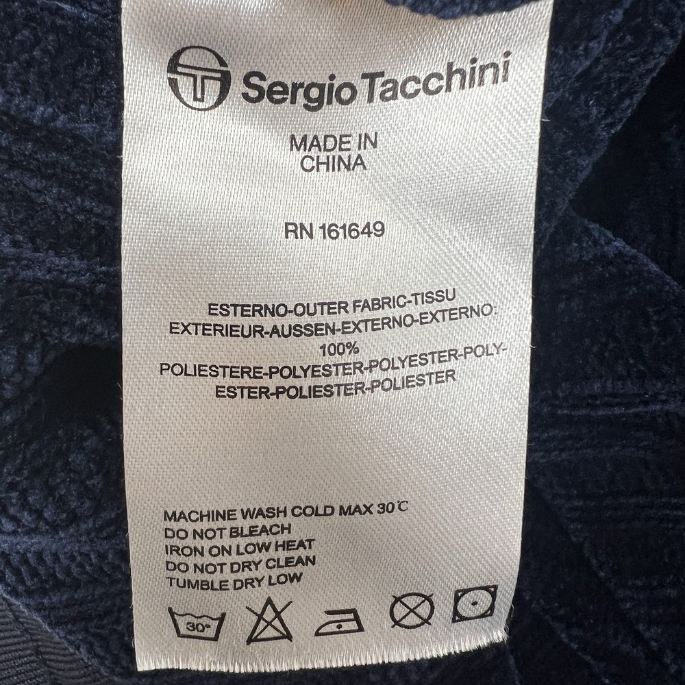 Sergio Tacchini Chenille Velour Pants Maritime Blue Medium Tracksuit - Picture 10 of 10